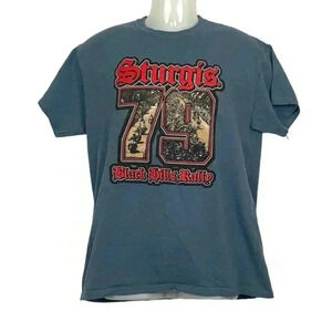 Sturgis Black Hills Rally 2019 Tee MEDIUM 79 Short Sleeve Blue 100% Cotton